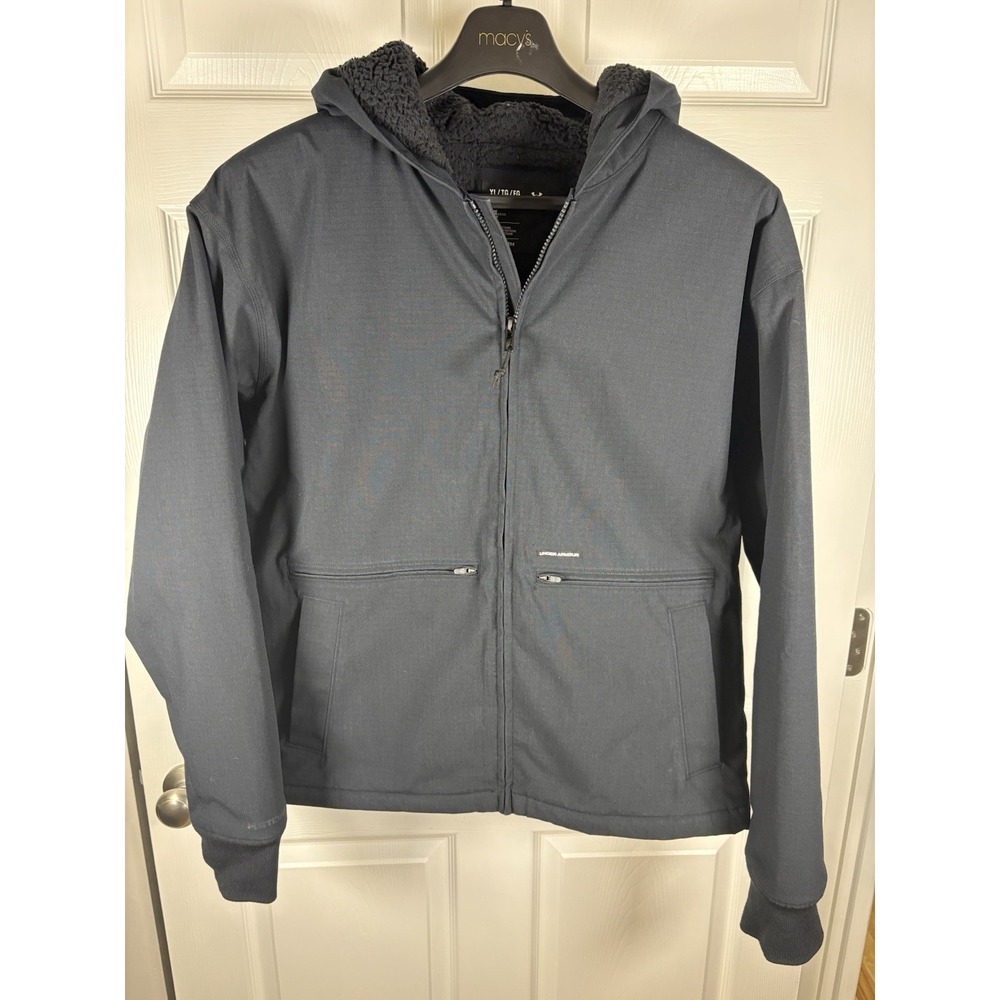 Under Armour Icon Fleece Jacket Men's L Black Sherpa Lined HSTORM 1387568